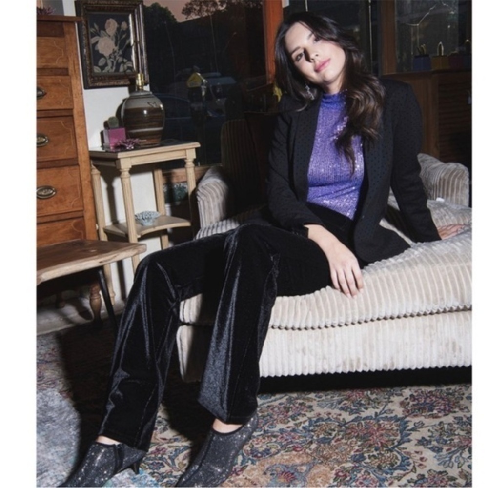 Betabrand Velvet Velour Classic Pull On Dress Yoga Work Pants Black